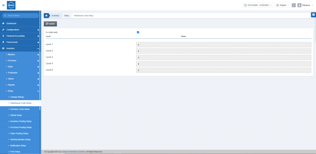 Warehouse Code Setup SMACC Accounting Software Documentation