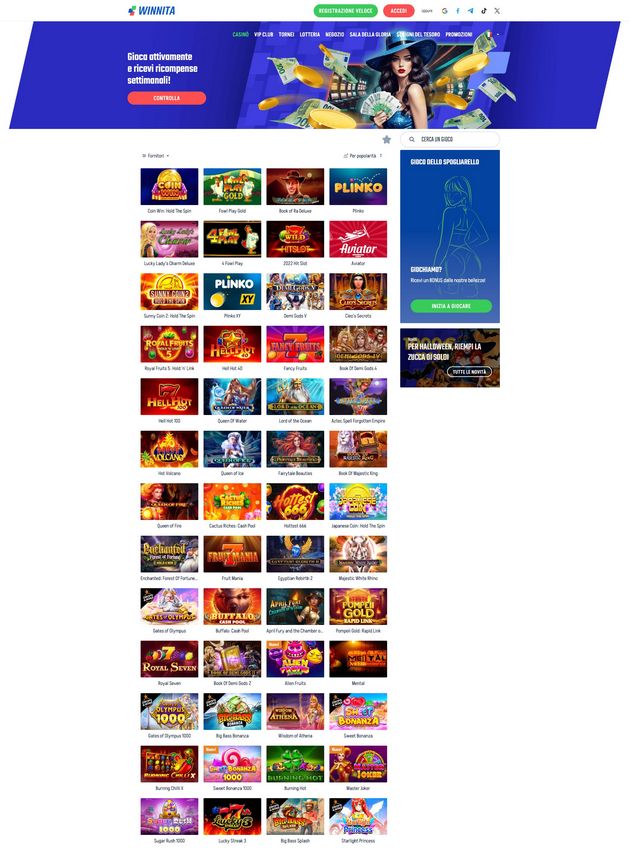 Winnita Gambling Establishment: Bonus di benvenuto fino a 1500 € + 300 giri gratuiti